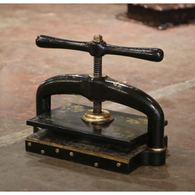 Mid 19th Century 19th Century French Black Painted and Gilt Wrought Iron Book Binding Press For Sale - Image 5 of 9