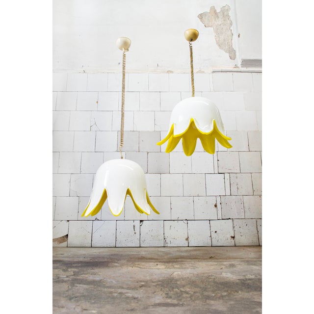 Yellow Murano Glass Floral Pendant Light from Leucos, 1970s For Sale - Image 9 of 9