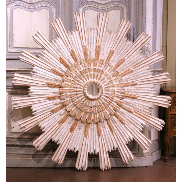 Early 21st Century Monumental Vintage Italian Carved Sunburst Mirror With Four-Tier Rays For Sale - Image 5 of 8