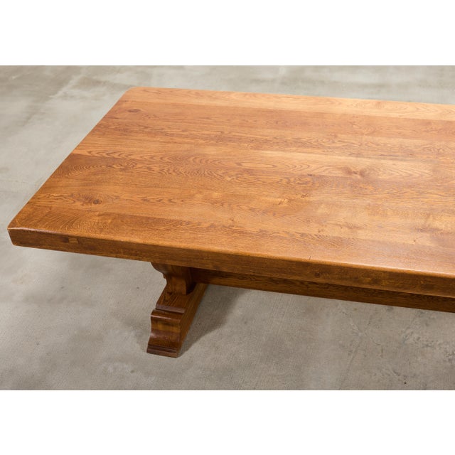 Wood Country French Oak Farmhouse Trestle Dining Table 7.8 Ft For Sale - Image 7 of 18