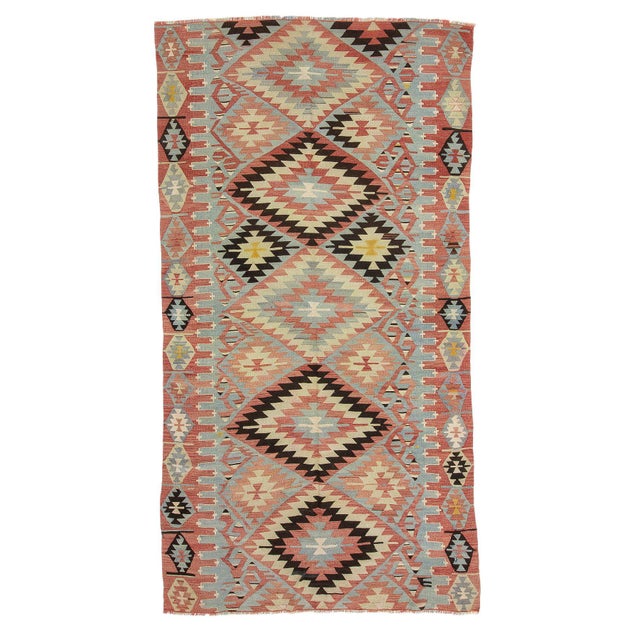 Textile Vintage Turkish Denizli Kilim Rug For Sale - Image 7 of 7