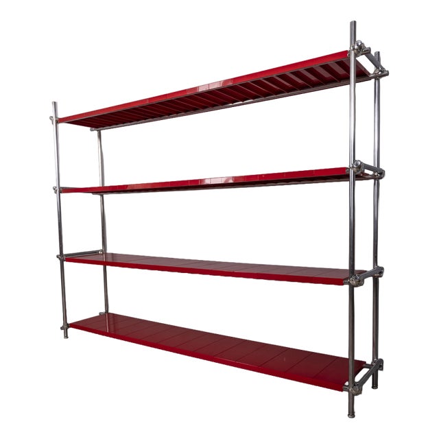 Vintage Industrial Chromed Metal Shelf, 1970s For Sale