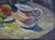 Antique Still Life Oil Painting: Flowers and Food by Ukrainian Artist 46-64 For Sale - Image 6 of 6