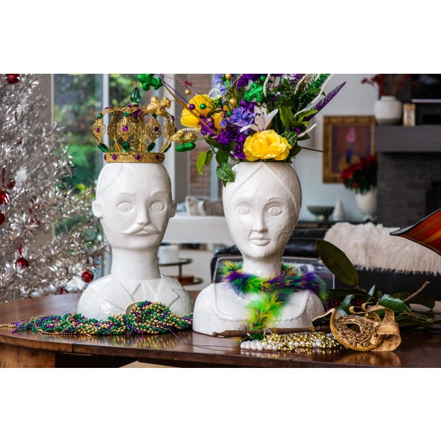 2020s Vase, Male Head, White Glazed Ceramic For Sale - Image 5 of 5