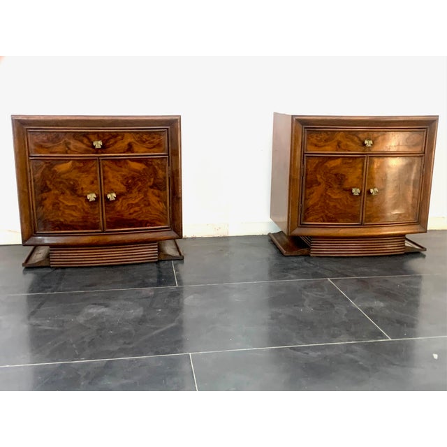 Brown Art Deco Chest of drawers, Mirror and Bedside Tables by Premuda furniture for Lissone, Set of 4 For Sale - Image 8 of 13