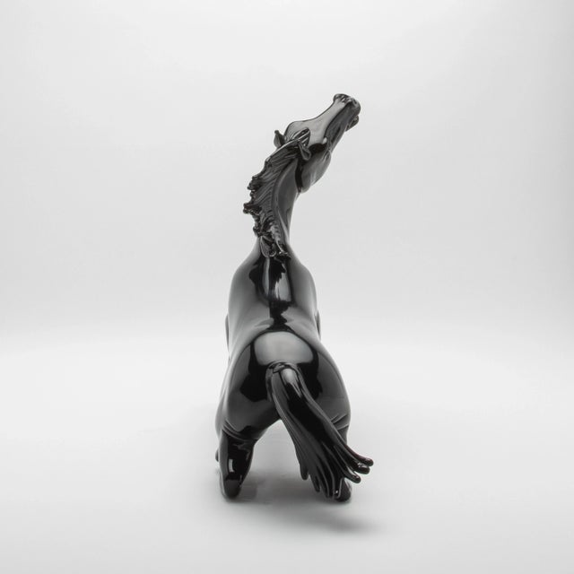 Black Hand Blown Murano Horse Sculpture For Sale - Image 8 of 11