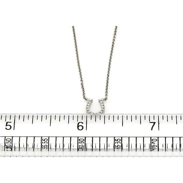 Mid 20th Century Tiffany & Co. Horseshoe Diamond 18k White Gold Pendant Necklace 16" For Sale In Miami - Image 6 of 6