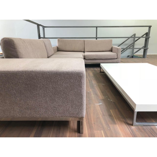 Metal Ligne Roset Styled Sectional Modern Sofa With Chrome Base For Sale - Image 7 of 13