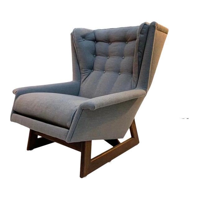 Mid Century Adrian Pearsall for Craft Associates Wingback Chair With Sculptural Walnut Base For Sale