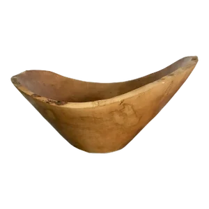 Signed 1990s Hand-Turned Live Edge Wood Centerpiece Bowl