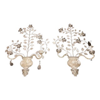 1900s Vintage Rock Crystal Wall Sconces- A Pair For Sale