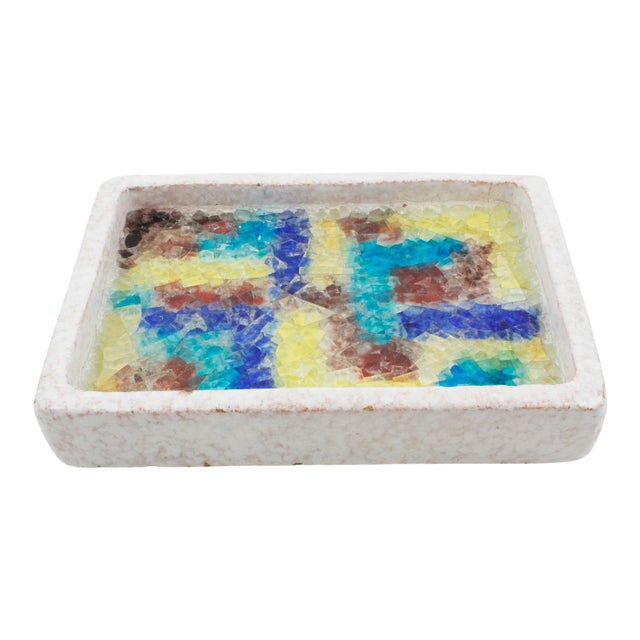 Bitossi Italy for Raymor Ceramic and Glass Mosaic Centerpiece Bowl Catchall For Sale