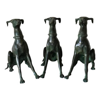 Belgian Artist, Sculptures of Whippet Dogs, 1975, Bronze, Set of 3 For Sale