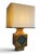 Vallauris Mustard Yellow Glazed Ceramic Lamp with Floral Diamond Pattern, Vallauris, France, 1960s For Sale - Image 4 of 13