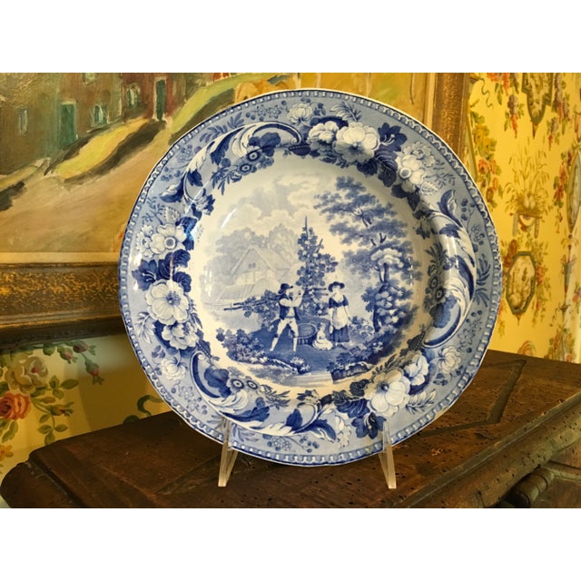 1820 Antique English Rural Scenery Blue & White Bowl For Sale - Image 13 of 13