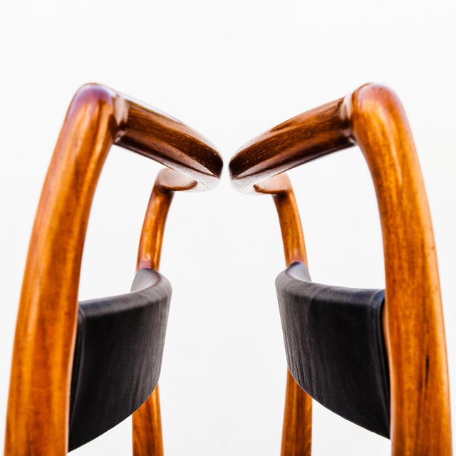 Kai Kristiansen Vintage 1960s Teak & Leather Dining Chairs Attributed to Kai Kristiansen, Danish Mid Century Modern For Sale - Image 4 of 14