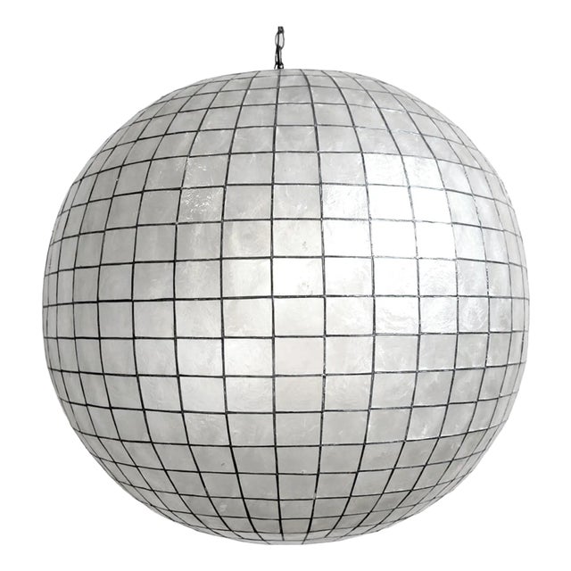 Capiz Shell Globe Pendant Light 36" For Sale