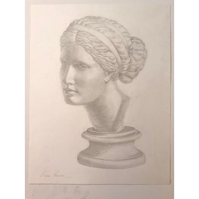 Traditional “Venus De Milo” Original Classic Head Drawing Pencil on Paper by Anna Novick For Sale - Image 3 of 8