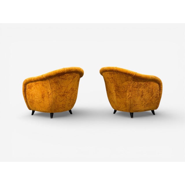 Orange Federico Munari Style, Lounge Chairs, Fabric, Ebonized Wood, Italy, 1960s For Sale - Image 8 of 11