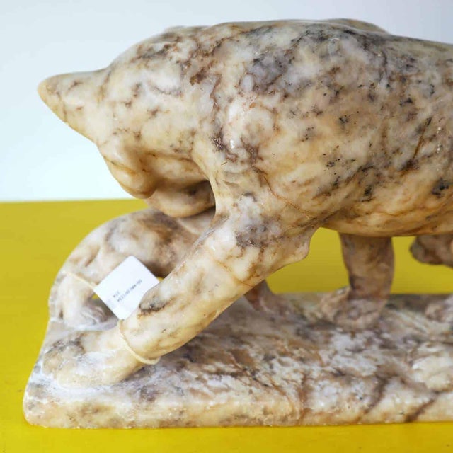 Feline with Cubs Figurine in Marble For Sale - Image 9 of 12