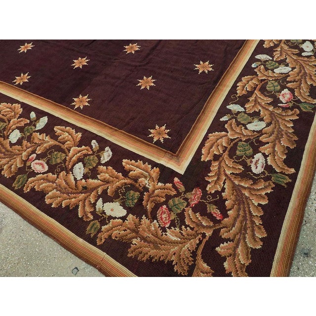 Galerie Shabab Collection Early 20th Century Handmade French Needlepoint Large Oversize Carpet, Circa 1920 For Sale - Image 9 of 10