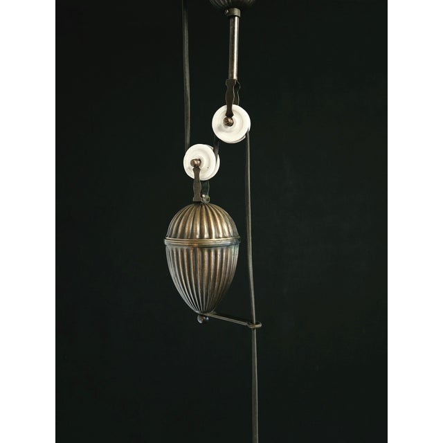 Metal 1960s Victorian Era Single Pulley Ceiling Lamp For Sale - Image 7 of 10