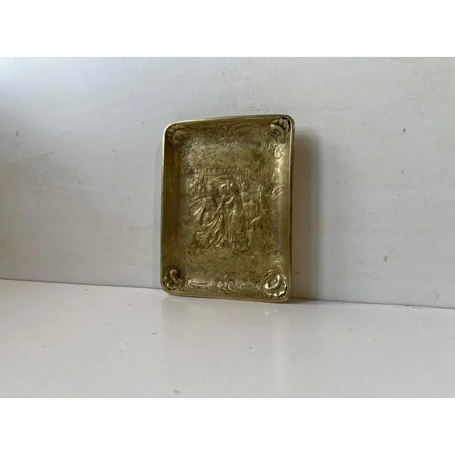 Bronze relief dish or ashtray displaying a scene from H. C. Andersen Fairy Tail 'The Pig Boy'. Made by Cawa in Denmark...