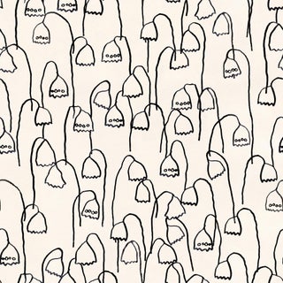 Baby Bells Wallpaper by Susan Hable in Black / Off White For Sale