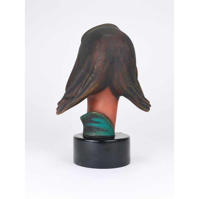 Large Mid-Century Female Bust Head of Young Woman in Terracotta, Austria, 1950s For Sale - Image 6 of 18
