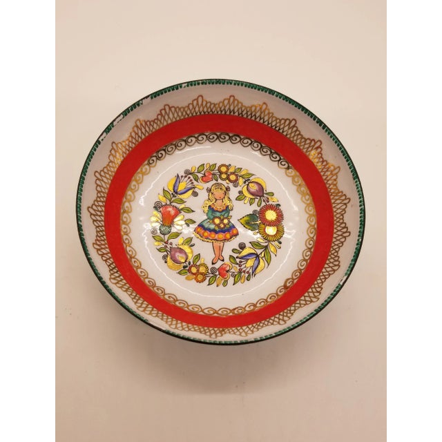 Vintage Handpainted Metal Austrian Bowl For Sale - Image 4 of 4