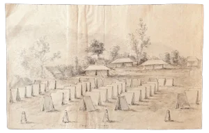 The Camp - Original Ink and Watercolor by J. P. Verdussen - 18th Century