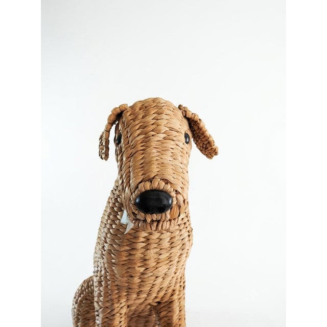 Wood Large 27" Life-Size Hand-Woven Wicker Airedale Terrier Sculpture — Made in the Philippines For Sale - Image 7 of 12
