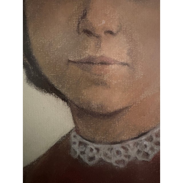 1960s 1962 Portrait, Girl in Red Velvet, Pastel on Paper, by Nancy Lee For Sale - Image 5 of 12
