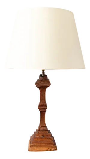 Carved Wood Stepped Table Lamp, 18th Century