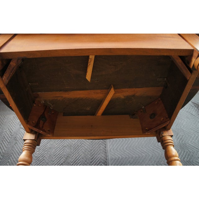 Antique American Country Farmhouse Pine Drop Leaf Dining Breakfast Table Console For Sale - Image 6 of 11