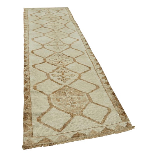 Bohemian Beige Runner Rug For Sale