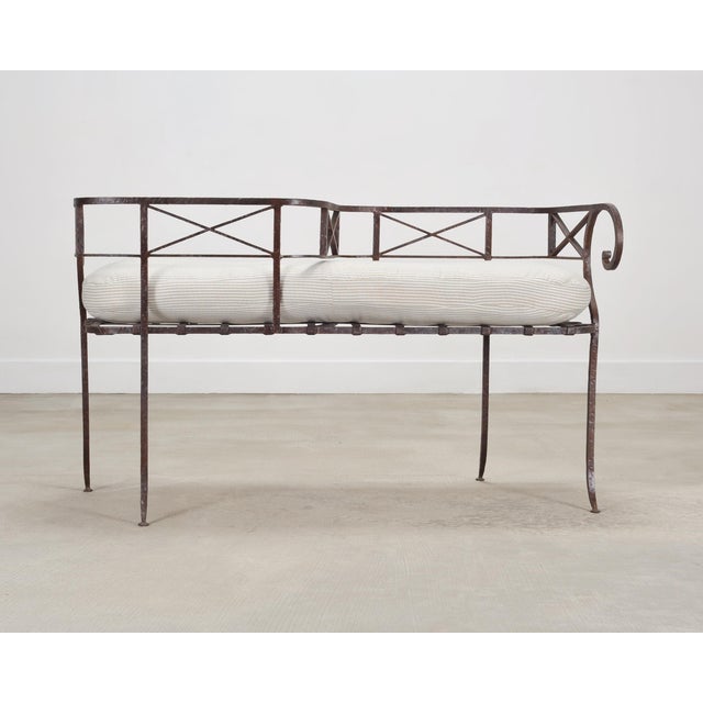 20th C. French Neoclassical Iron Tête-À-Tête Garden Bench For Sale - Image 17 of 18
