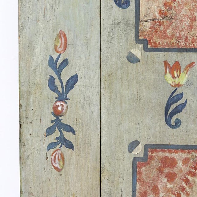 Late 18th Century Folk Art Rustic Farmhouse Painted Bridal Cabinet, 1794 For Sale - Image 5 of 14