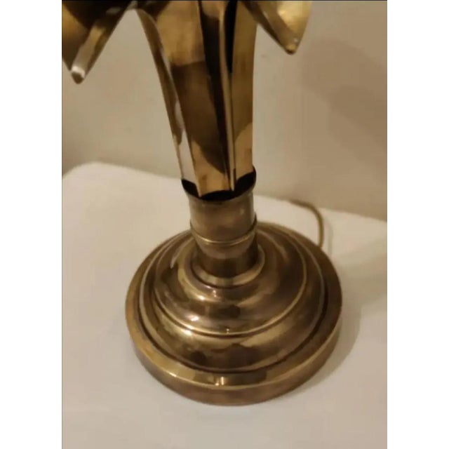 Art Deco Late 20th Century Hart Associates Brass Palm Leaf Table Lamp For Sale - Image 3 of 7