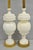 Neoclassical Early 20th Century Neoclassical Large Carved Solid Alabaster Marble Leaf Bulbous Table Lamps Pair For Sale - Image 3 of 12