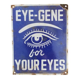 Vintage Enamel Eye Sign For Sale