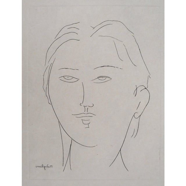 Amedeo Modigliani (1884-1920) Woman's Face, 1920 Original engraving made from a copper plate engraved by Modigliani...