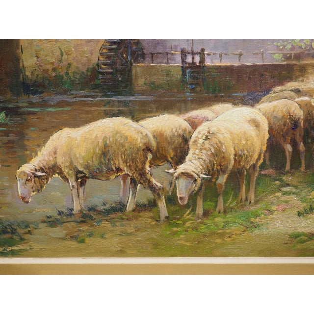 19th Century French Pastoral Oil Painting, the Shepherd and His Flock by Derians For Sale - Image 11 of 18