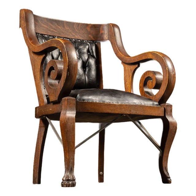 Late 19th Century Billiards Room Clawfoot Chair For Sale