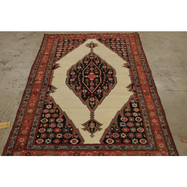 Traditional Antique Mazlaghan Persian Rug, Beige & Red With Geometric Medallion - Rug & Kilim For Sale - Image 3 of 7