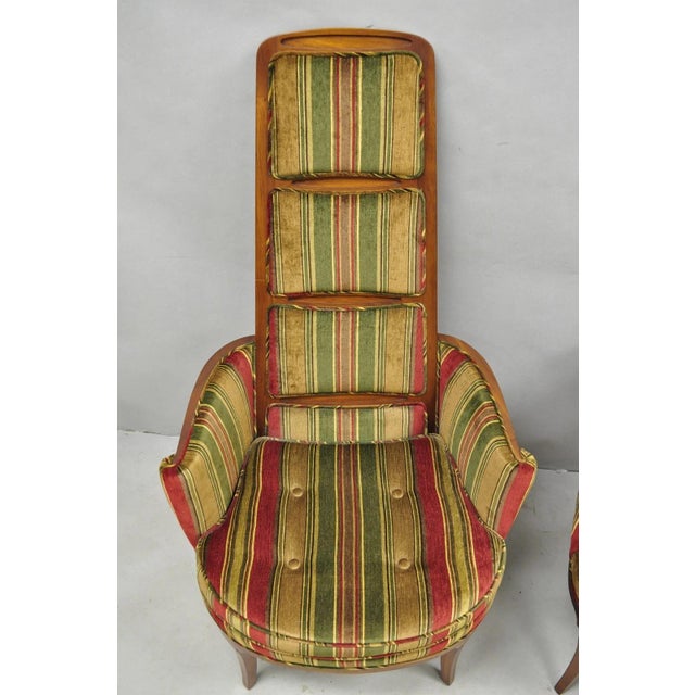 Vintage Mid Century Modern Walnut Panel Back Sculptural Lounge Arm Chairs - Pair For Sale In Philadelphia - Image 6 of 16