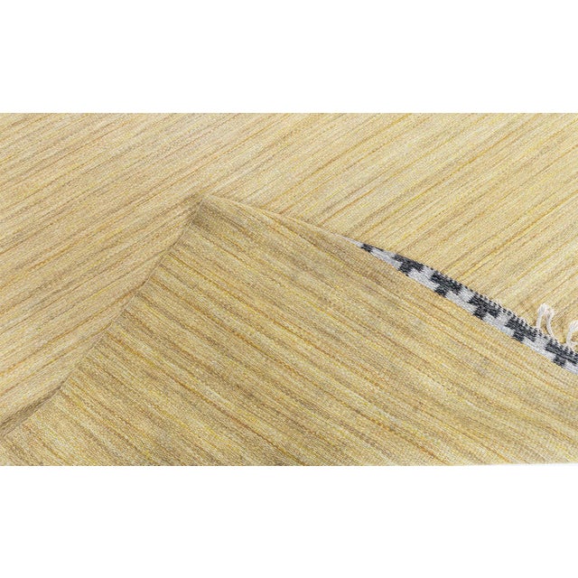 Doris Leslie Blau Mid-Century Scandinavian Abstract Warm Tan Flatweave Wool Rug For Sale - Image 9 of 9