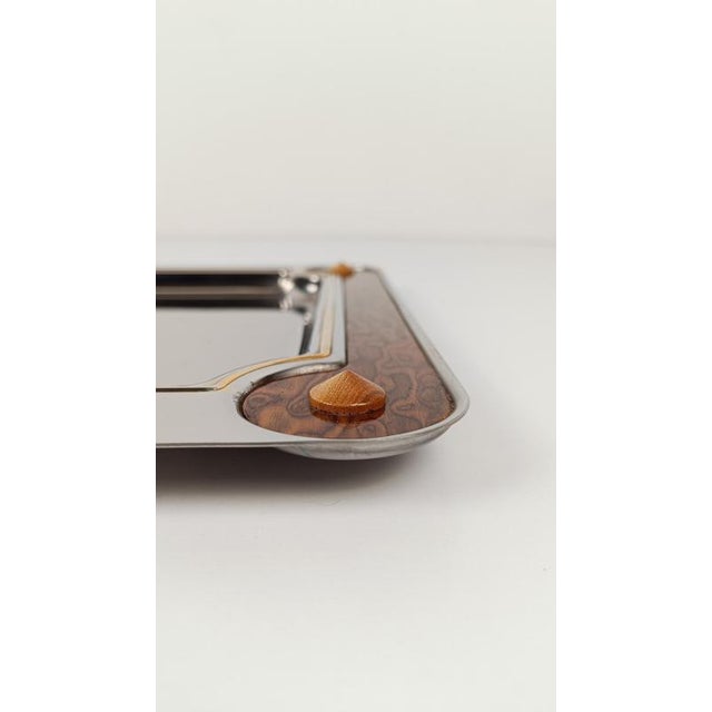 1980s Postmodern Tray in Steel and Veneered Plywood, 1980s For Sale - Image 5 of 18