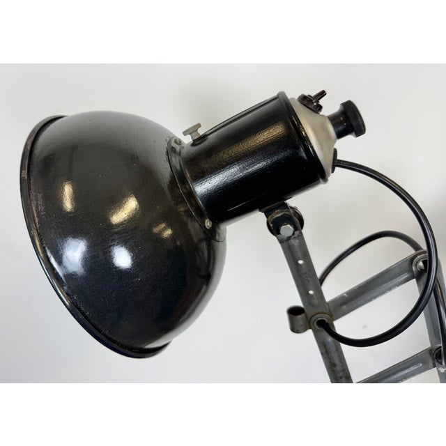 Industrial Industrial Black Enamel Scissor Wall Lamp, 1950s For Sale - Image 3 of 18