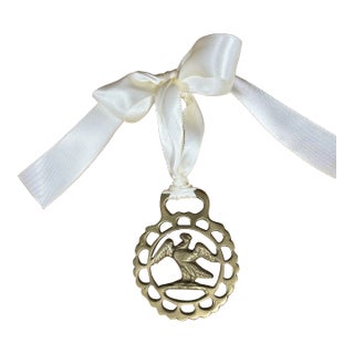 Vintage English Horse Brass Ornament For Sale